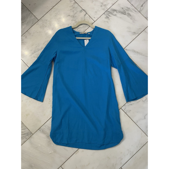 NWT Soft Surroundings Petite Medium Bright Blue Linen Blend Tunic Or Coverup - Picture 5 of 7
